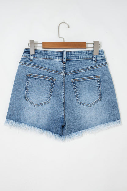 Western Embroidered Studded Denim Shorts