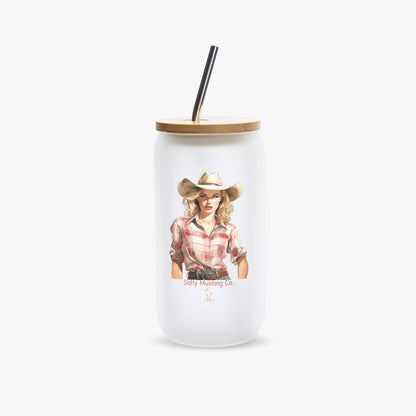 Brewster County Cowgirl Frosted Glass Cup