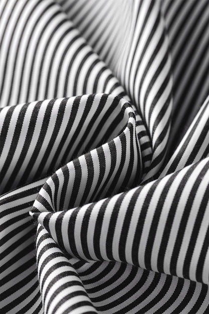 Stripe Ruffle Sleeve Round Neck Blouse