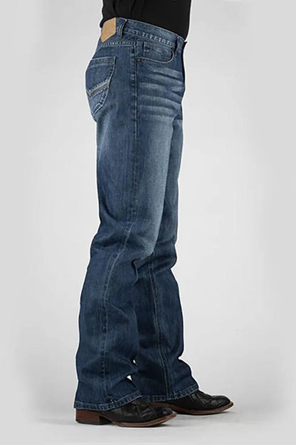 Tin Haul Regular Joe with Grey V Stitch (Dark Wash) - Men's Bootcut Jeans (Closeout)