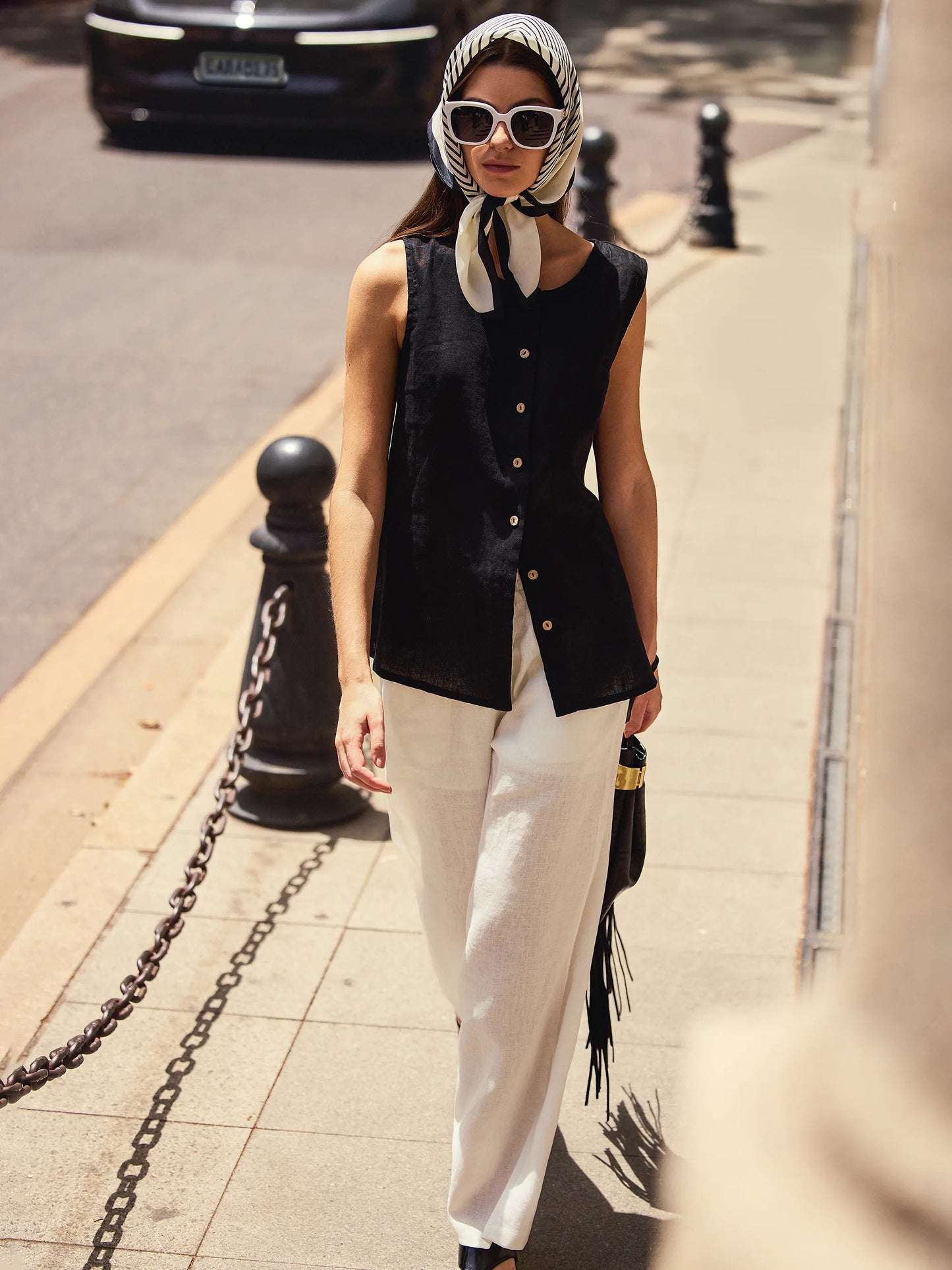 100% Linen Button-Down Tank Top ERIN