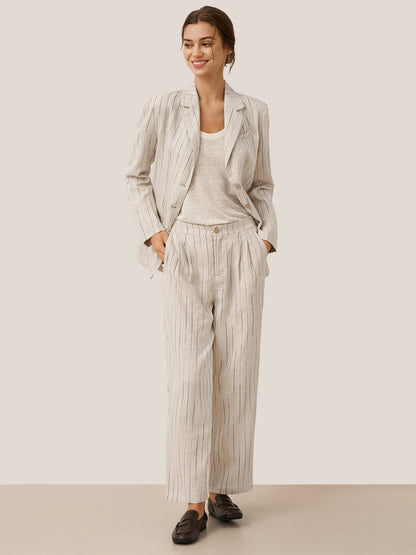 100% Linen Sketch Stripe Straight-Leg Pants ELOISE