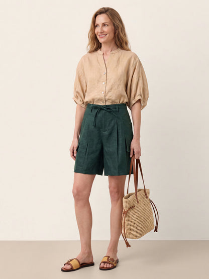 100% Linen Batwing Sleeve Peplum Shirt MIRELLA