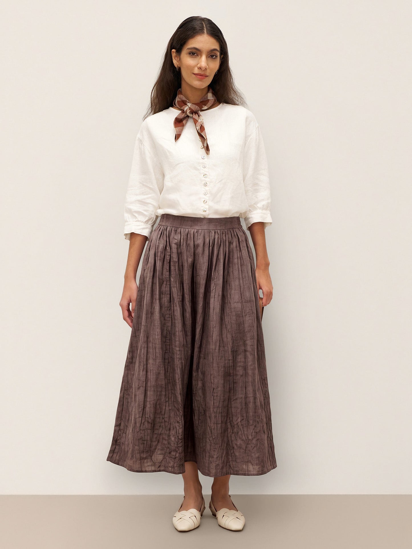 100% Linen Button-Front Drop Shoulder Shirt EASTER