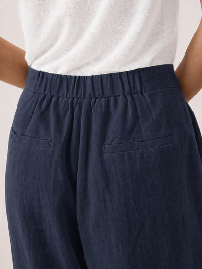 100% Linen Buttoned Slit-Hem Pants KATYA