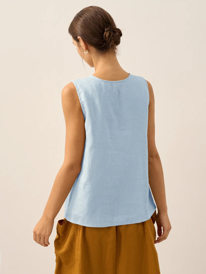 100% Linen Button-Down Tank Top ERIN