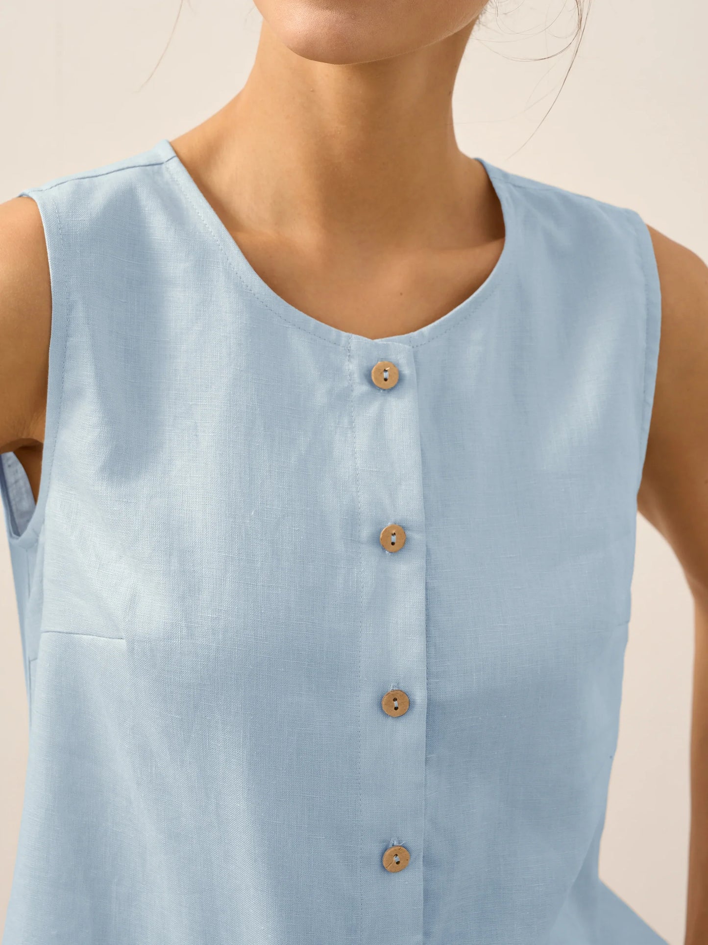 100% Linen Button-Down Tank Top ERIN