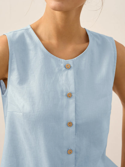 100% Linen Button-Down Tank Top ERIN