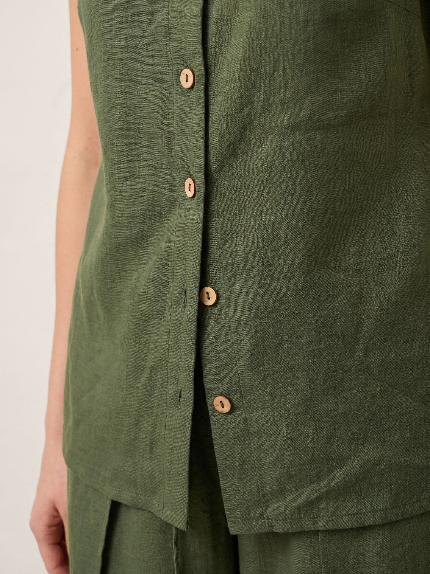 100% Linen Button-Down Tank Top ERIN