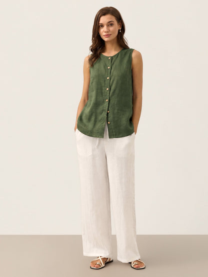 100% Linen Button-Down Tank Top ERIN
