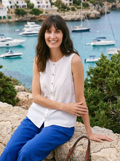 100% Linen Button-Down Tank Top ERIN
