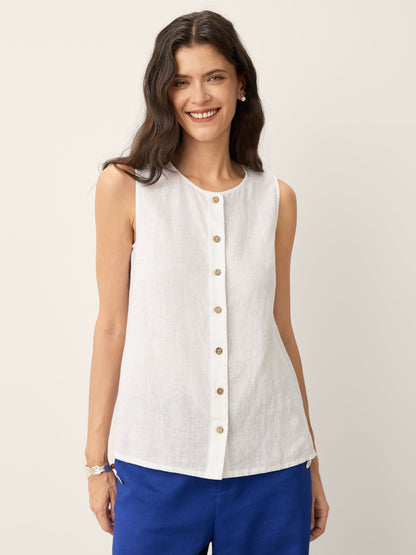 100% Linen Button-Down Tank Top ERIN