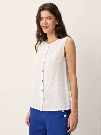 100% Linen Button-Down Tank Top ERIN
