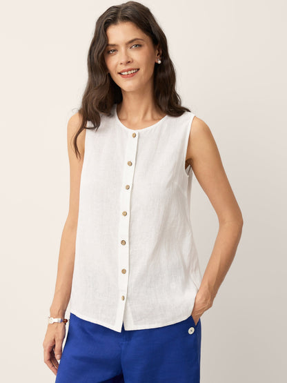 100% Linen Button-Down Tank Top ERIN