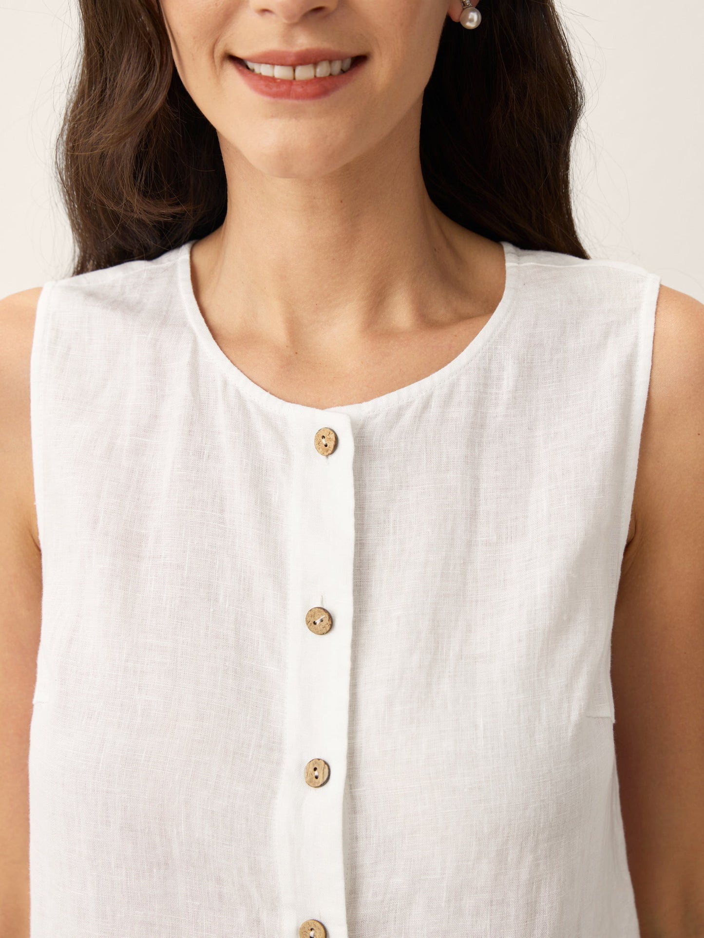 100% Linen Button-Down Tank Top ERIN