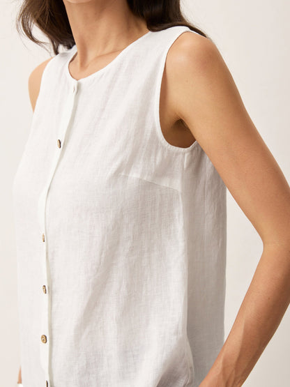 100% Linen Button-Down Tank Top ERIN