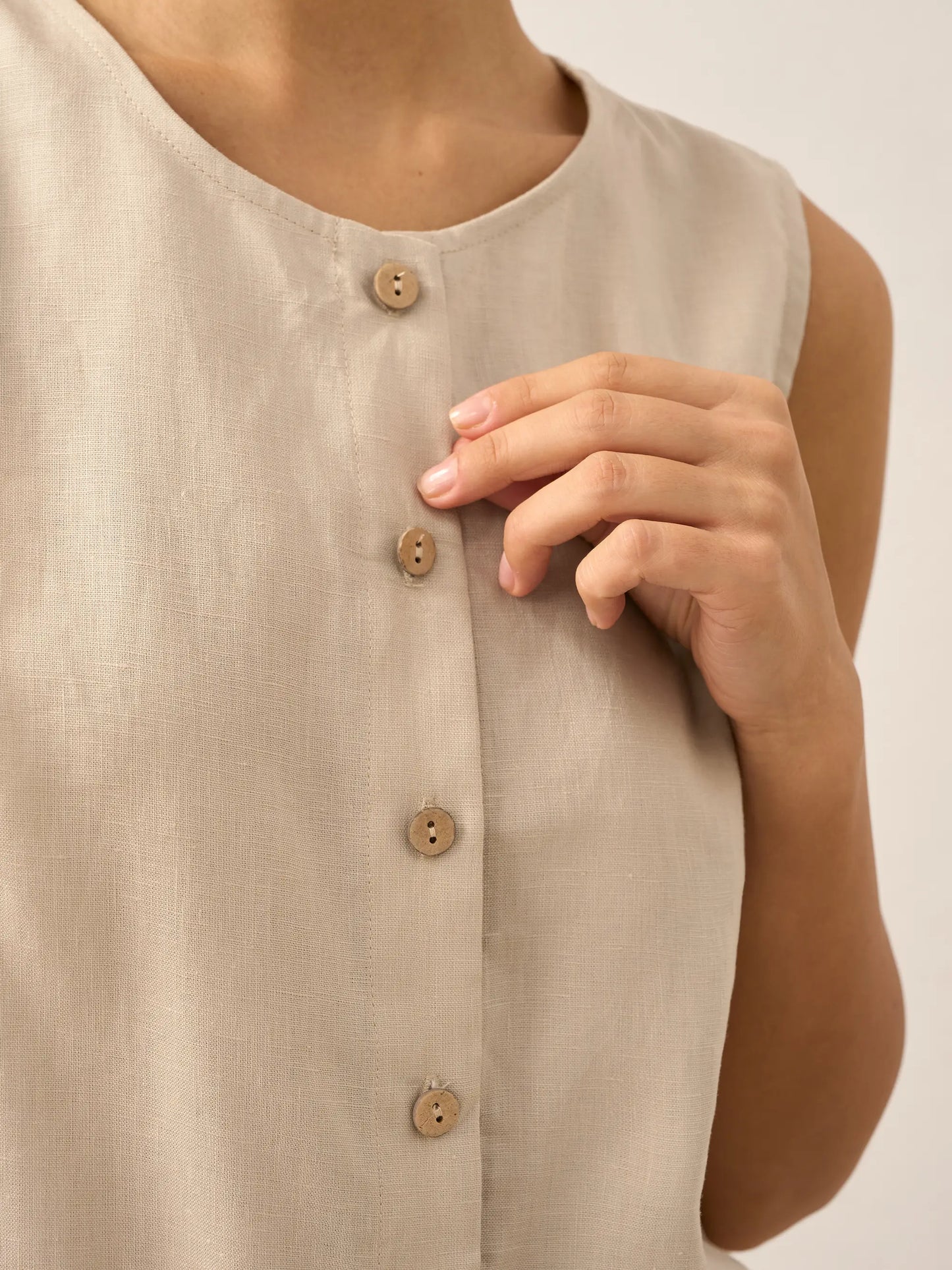 100% Linen Button-Down Tank Top ERIN