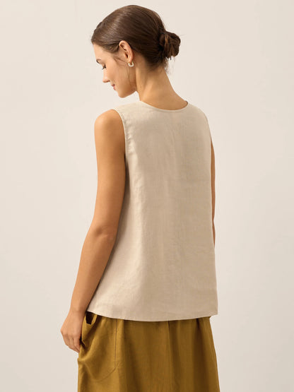 100% Linen Button-Down Tank Top ERIN
