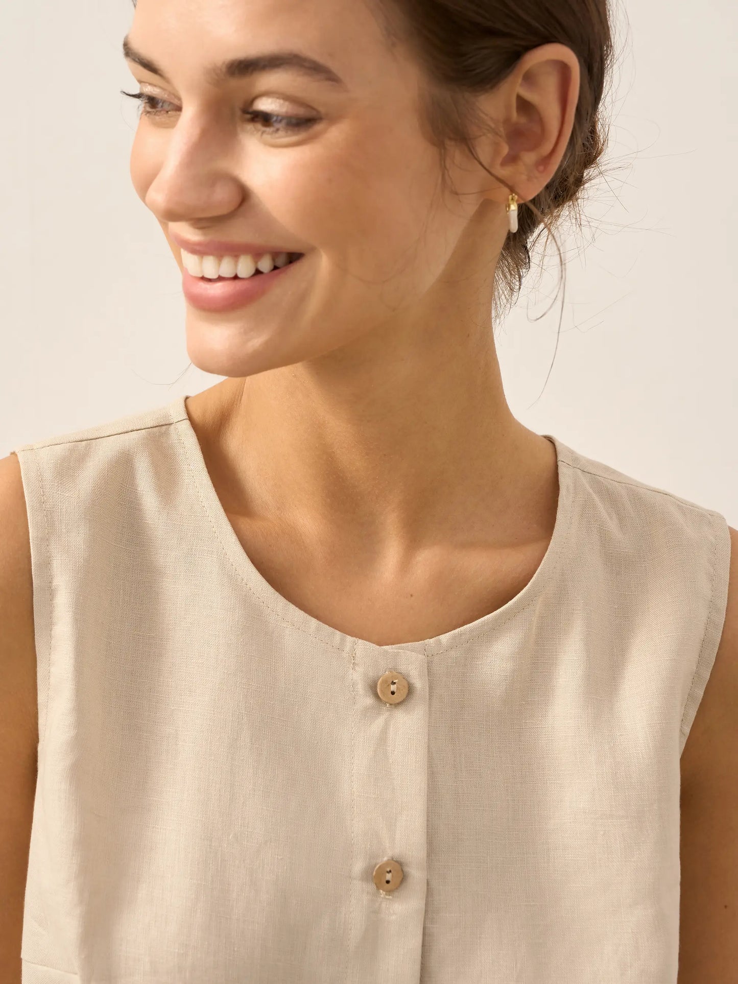 100% Linen Button-Down Tank Top ERIN
