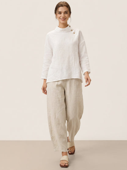 100% Linen Classic Ankle Pants ZOE