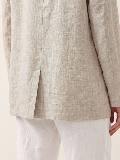 100% Linen Stand Collar Princess Seam Jacket ALIDA