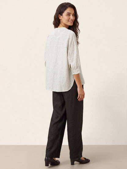 100% Linen Striped Three-Quarter Sleeve Shirt SKYLAR