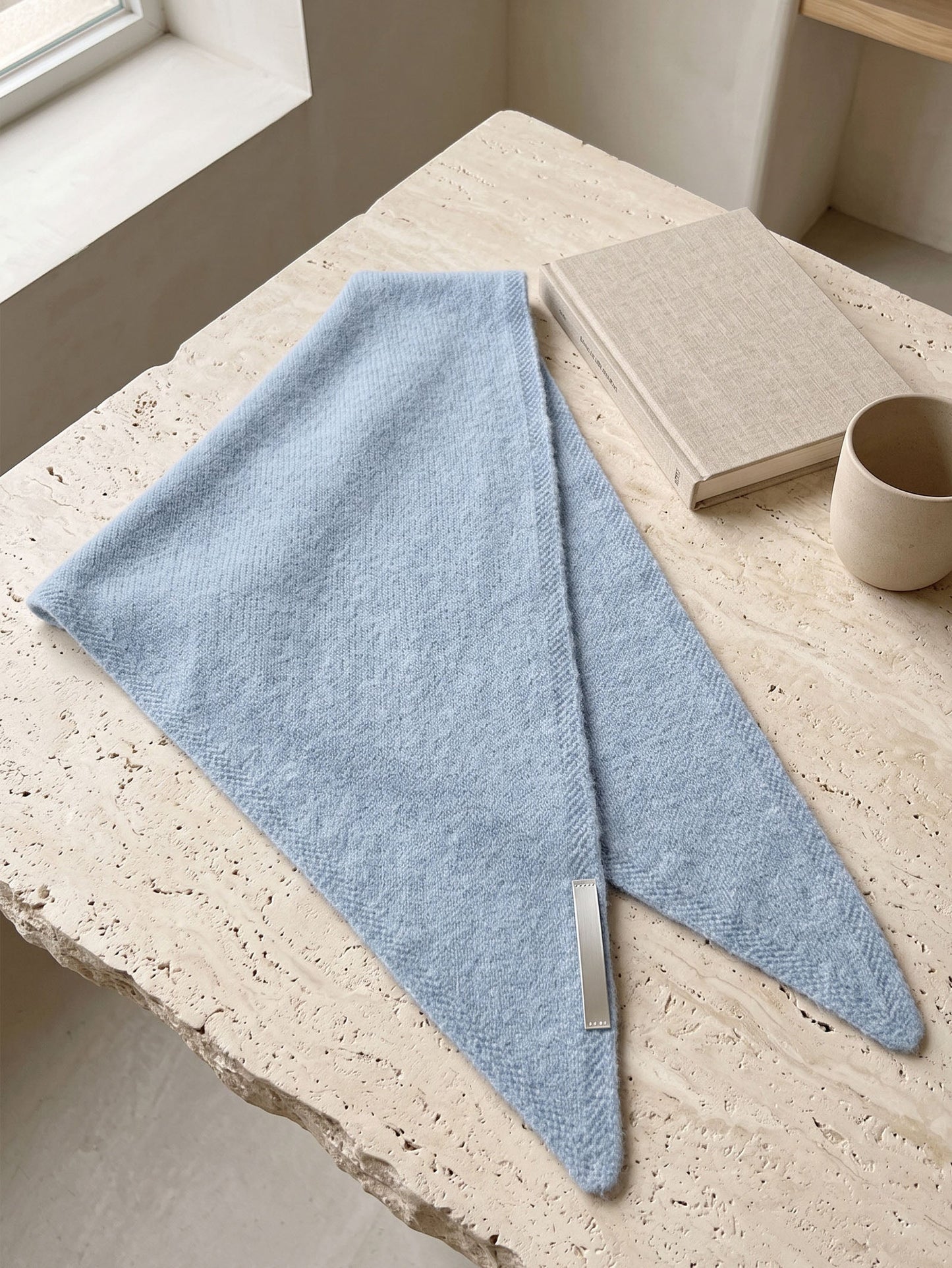 100% Merino Wool Knitted Triangle Scarf