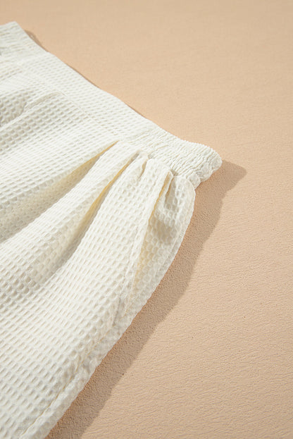 Contrast Ricrac Hem Waffle Textured Shorts