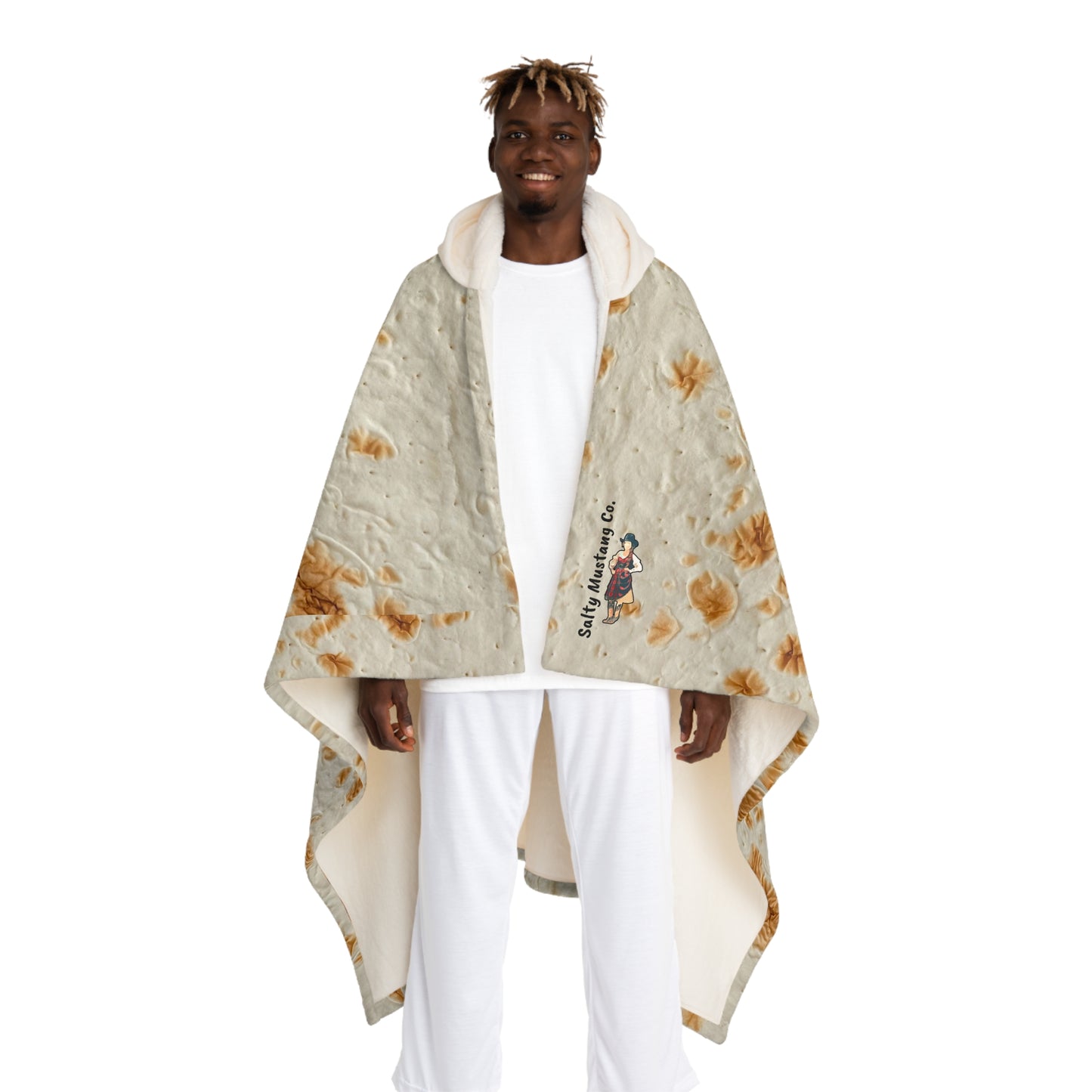 Tortilla Print Hooded Sherpa Fleece Blanket