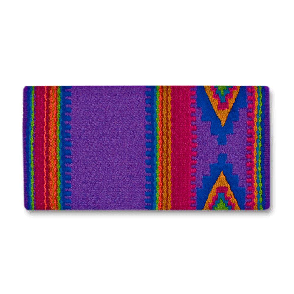 1461-2 Firecracker 36x34 New Zealand Wool Saddle Blanket PURPLE BLUE ORANGE