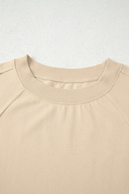 Solid Raw Seam Patchwork Baggy Sweatshirt