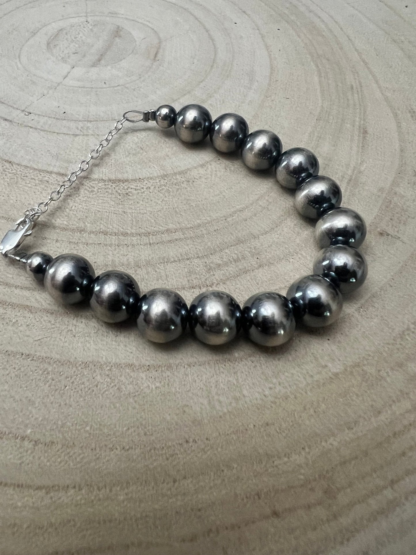 10mm Sterling Pearl Bracelet — 6 inch
