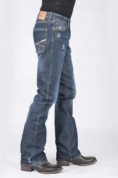 Stetson 1014 Fit Destructed (Dark Wash) - Men's Jeans