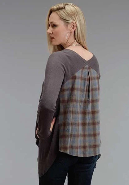 Stetson 0758 Twill Plaid (Grey) - Women's Knit Shirt