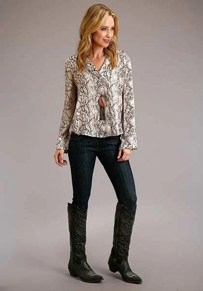 Stetson 00439 Snake Print (Cream) - Women's Blouse (Closeout)