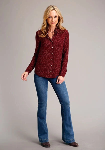 Stetson 1770 Western Ditzy (Wine) - Women's Blouse