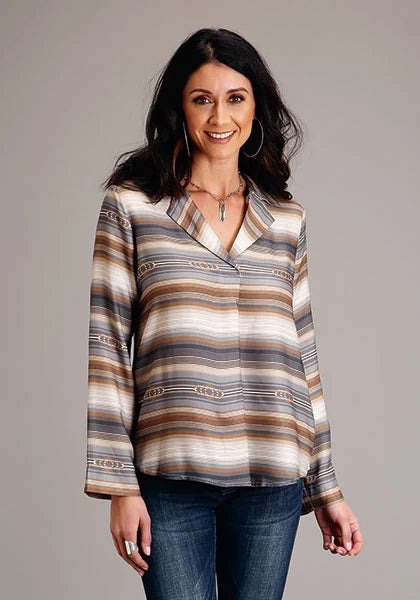 Stetson 1733 Desert Serape V-Neck (Brown) - Women's Blouse