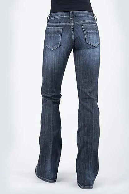 Stetson 816 Classic Boot Cut Zig Zag Pocket ( Denim Dark Wash )- Women's Jeans