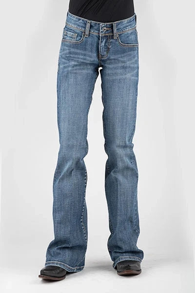 Stetson 816 Classic Stretch Boot Cut Horseshoe Pocket (Medium Wash) - Women's Jeans