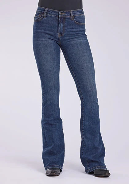 Stetson 921 High Waist Flare Fit Pieced Pocket (Dark Wash) - Women's Jeans