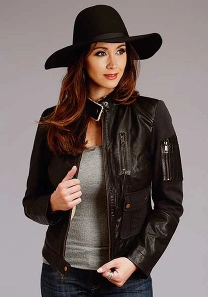 Stetson Novelty Solid Smooth (Black) - Women's Leather Jacket