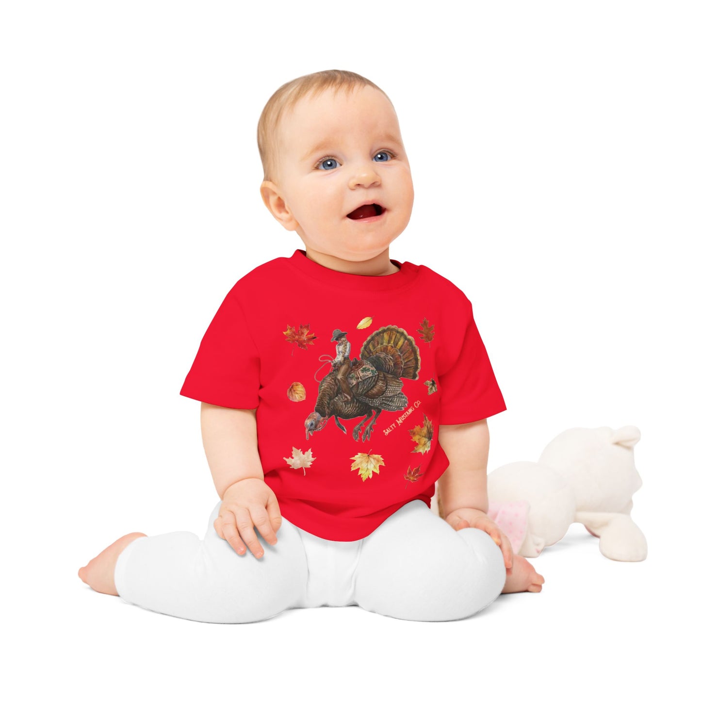 Turkey Puncher Baby T-Shirt (100% Organic Cotton Except Heather Colors)