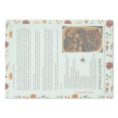 Highland Queen Ranch InstaPot Pot Roast Recipe Rustic Floral Honey Bee Glass Cutting Board