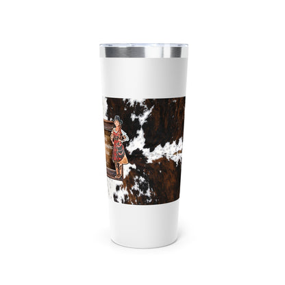 Punchy Queen "Go Bra-less. It'll Pull The Wrinkles Outta Your Face.", Cowhide Print Copper Vacuum Insulated Tumbler, 22oz