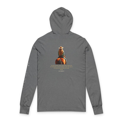 Customized Mustang Brand John 3:8 Cowgirl Unisex Hooded Long Sleeve Tee