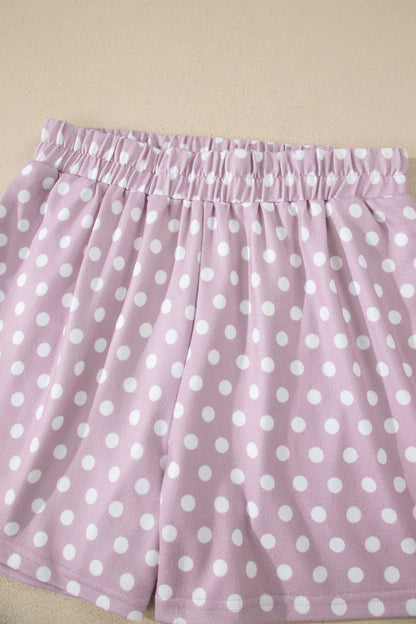 Polka Dot Relaxed Top & Drawning Shorts Set