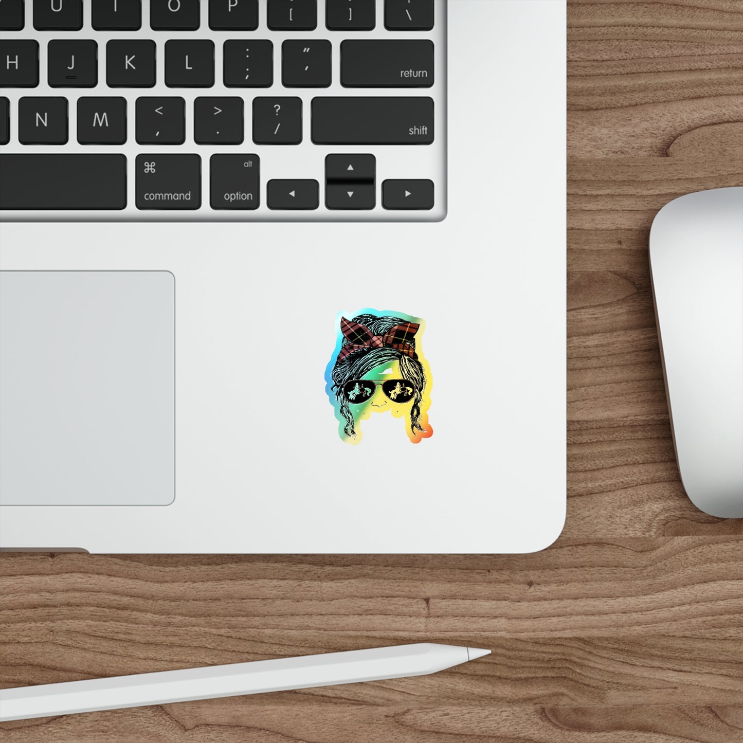 Salty Mustang Co. Heidi Messy Bun Holographic Die-cut Stickers