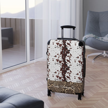 Cow Hide Leather Print Suitcase