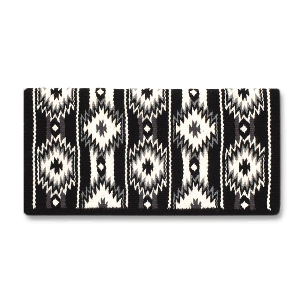 1463-11 Two X Two 38x34 New Zealand Wool Saddle Blanket BLACK WHITE GREY