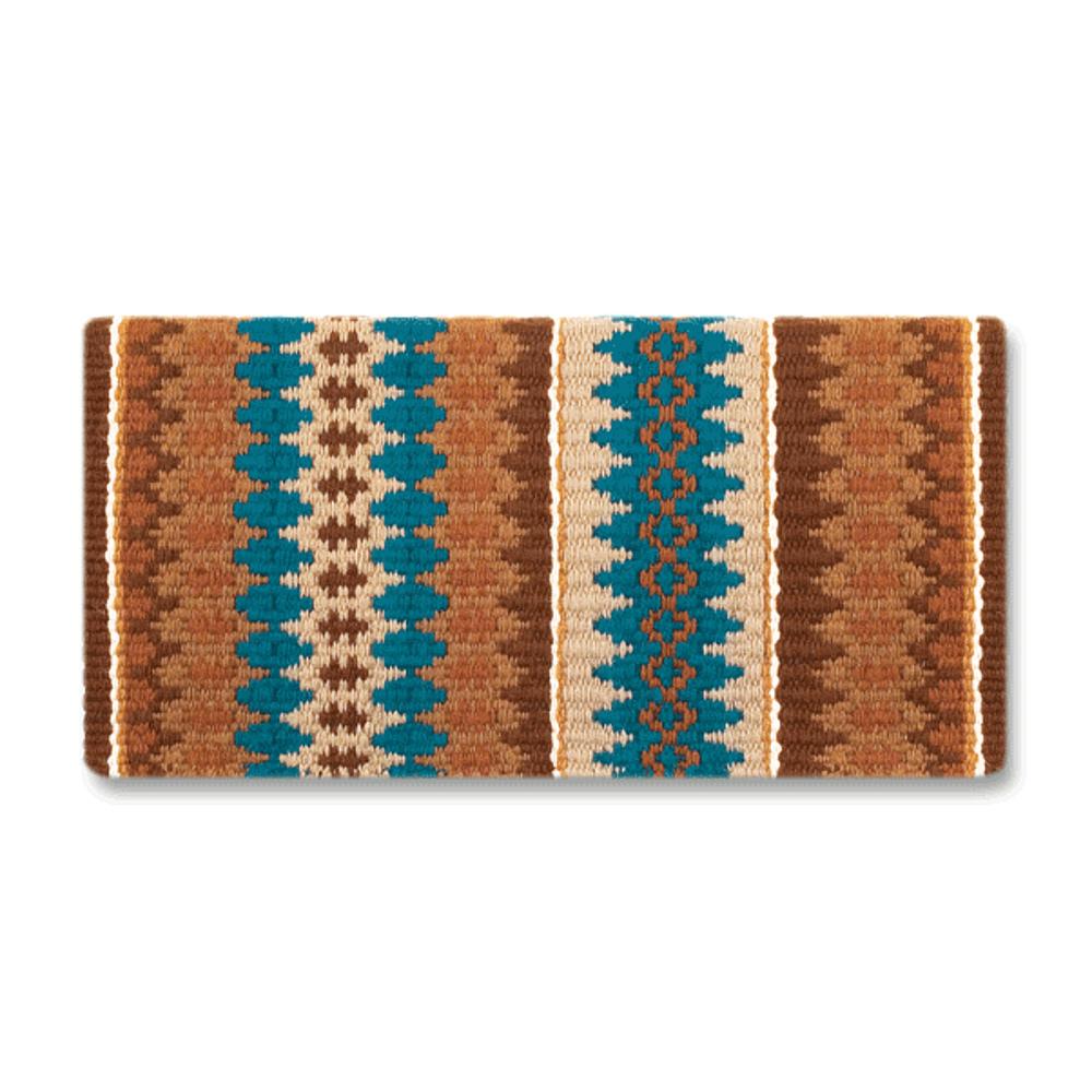 1455-18 Nova 38x34 New Zealand Wool Saddle Blanket TEAL TURQ BROWN